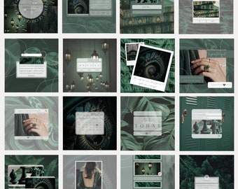 50 Green Canva Templates for Instagram| Social Media Post| Forest Green Theme Template for Influencer| Earthy Floral Olive Feed| IG Branding