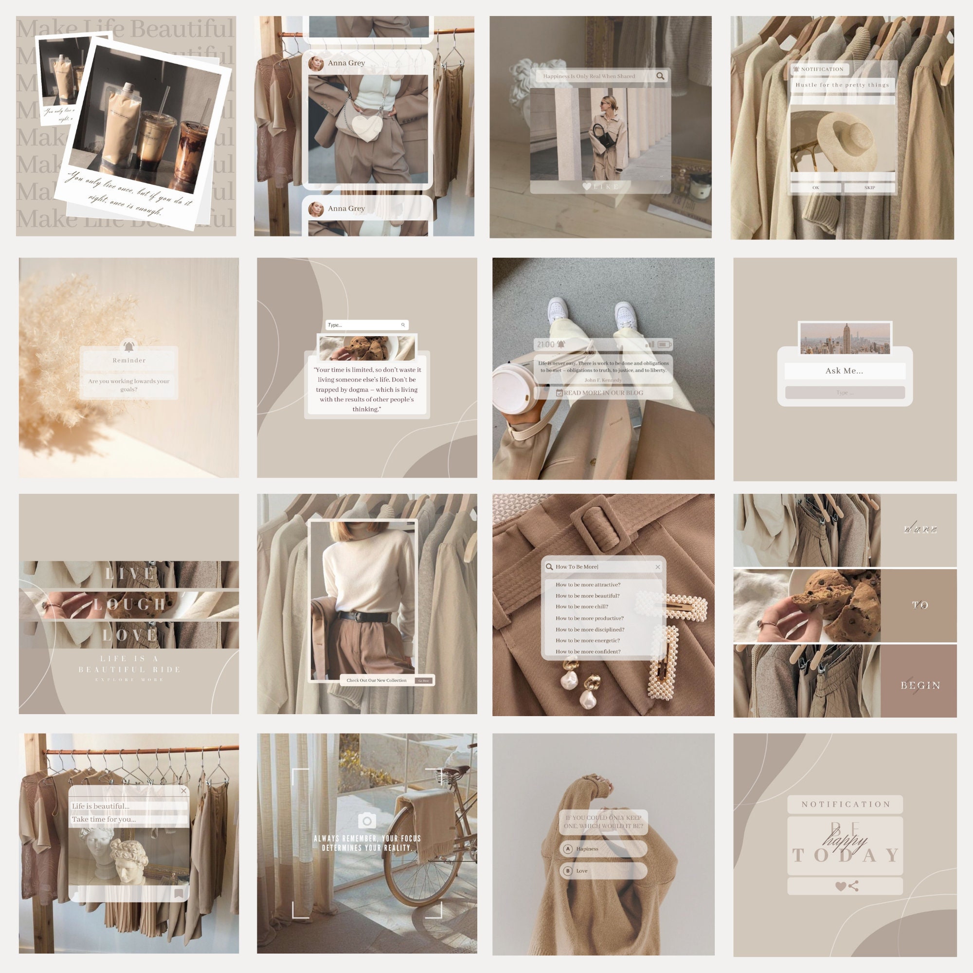 50 Engagement Post Templates for Instagram Neutral Instagram - Etsy