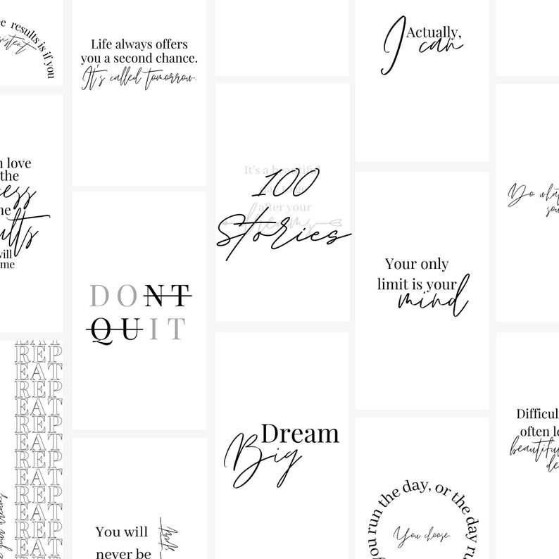 100 Instagram Inspirational Quote Pack Editable Quote Templates Motivational Quote Set Minimal Social Media Posts Blogger Engagement Kit image 9