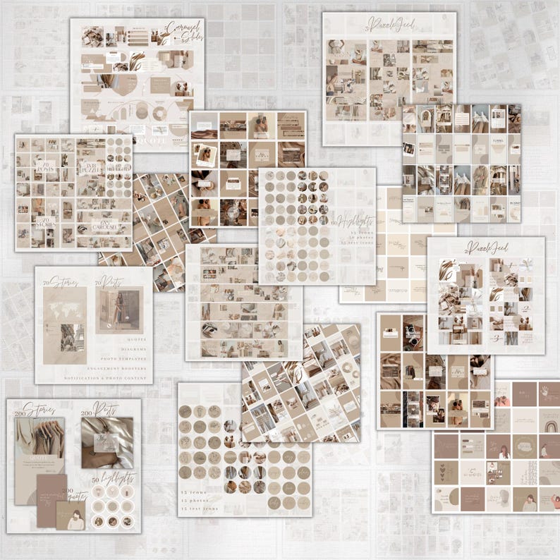 Beige Instagram Templates , Boho Canva Social Media Kit Aesthetic - Etsy