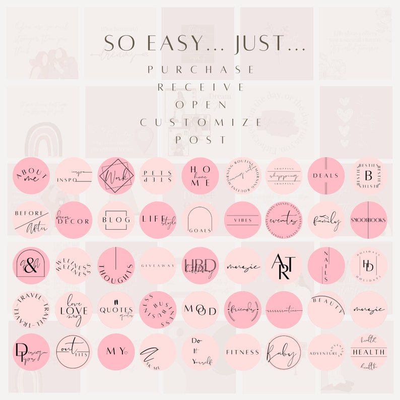 Pink Instagram Highlight Covers, DIY Story Cover Templates image 3