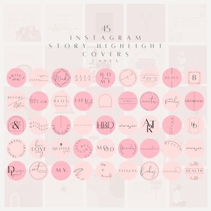 45 Highlights rosa Instagram Canva / Copertine Highlight Instagram / Design copertina storia Instagram fai da te / Modello Highlights Instagram / Marchio IG