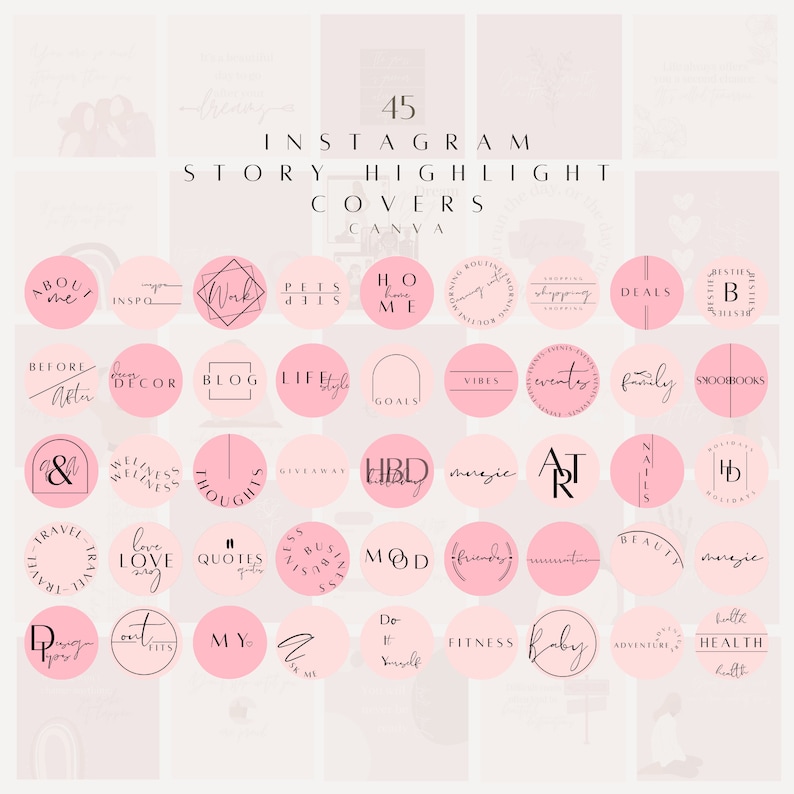 Pink Instagram Highlight Covers, DIY Story Cover Templates image 1