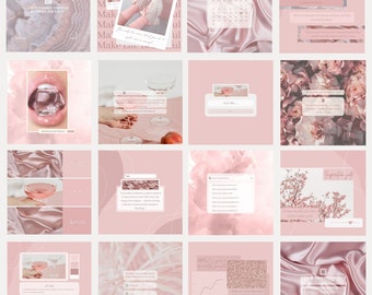 50 Pink Instagram Templates| Girl Boss Post Template| Lashes Instagram Blogger Templates| Beauty Social Media| Instagram Canva| IG Post Feed