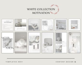 Witte contentbundel motivatie, strakke, minimalistische canva-sjablonen voor Instagram, Pinterest Facebook