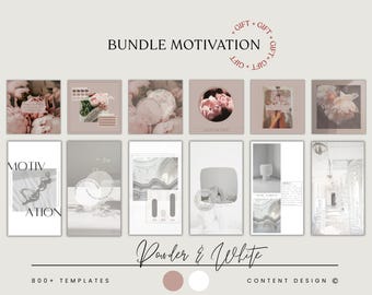 Powder Pink White Instagram Templates Bundle, Motivational Social Media Kit
