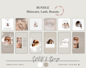 Skincare Lash Beauty Canva Templates, Minimal Neutral Instagram Pin