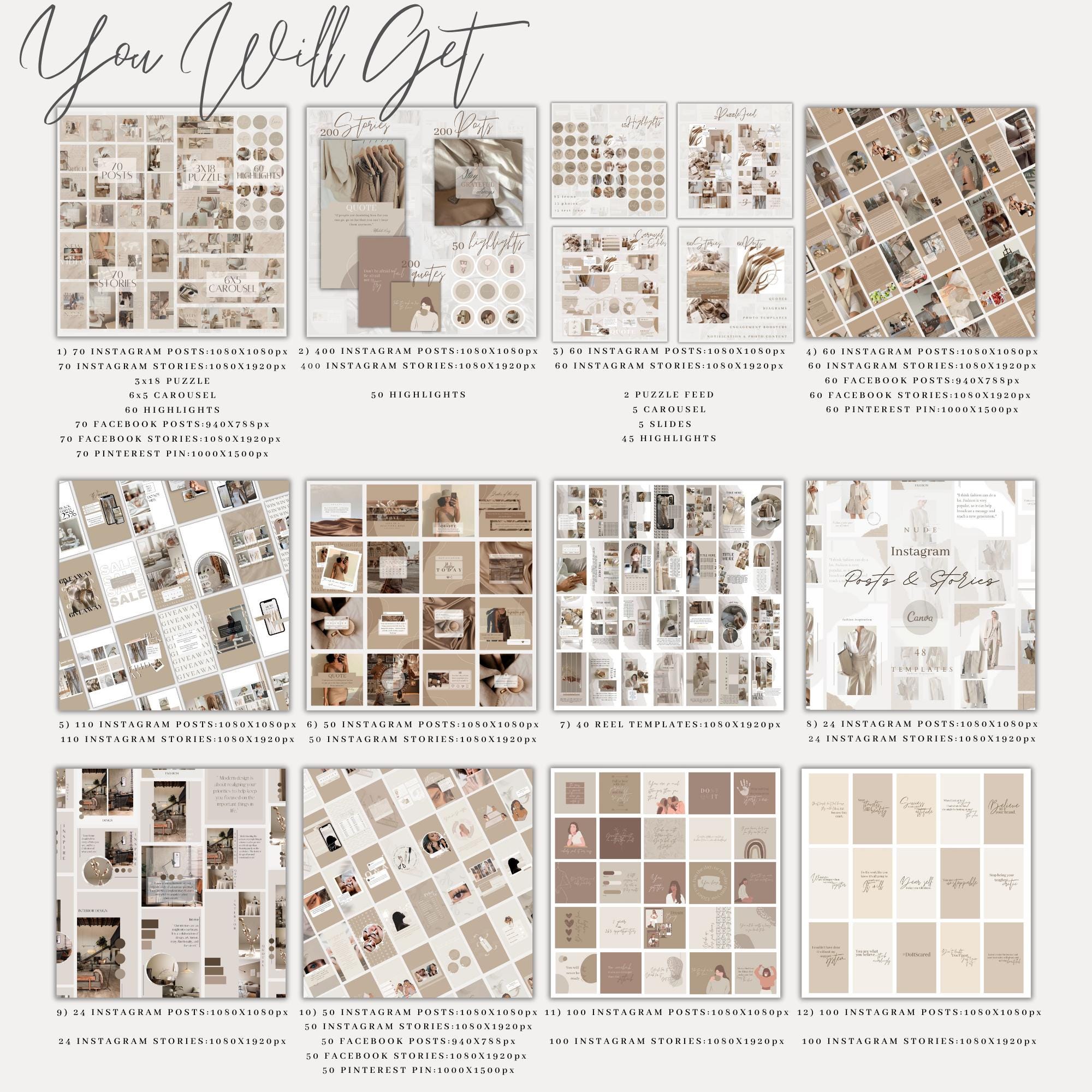 Neutral Brown Beige Instagram Templates | Boho Canva Post Templates ...