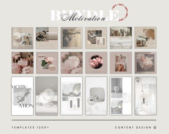 Canva Social Media Templates, Motivation Bundle, Beige Pink White
