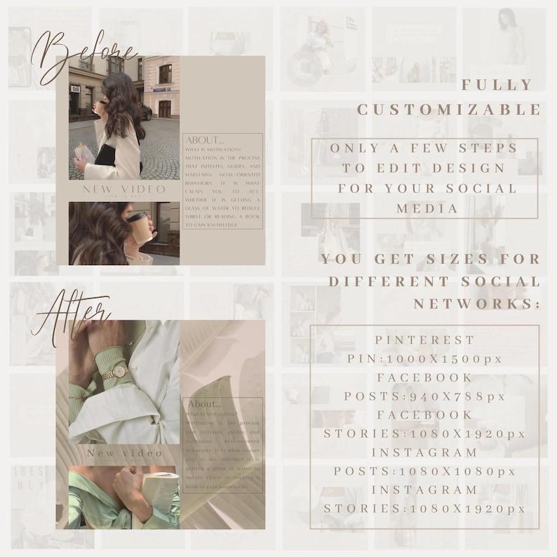 Beige Instagram Templates , Boho Canva Social Media Kit Aesthetic - Etsy