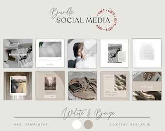 600 Luxury Minimalist Instagram Templates , White Beige Social Media Branding