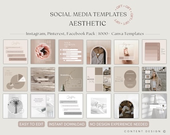 Beige Social Media Templates for Instagram Post and Story | Canva Neutral Branding Kit
