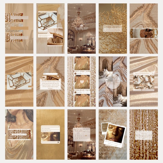 100 Gold Instagram Template| Canva Luxury Branding Templates| Instagram Brand Post| Golden Beauty Stories| Lashes Girl Business Template Kit