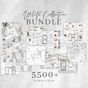 Social Media Template Canva | Instagram Story and Post | Canva Templates Bundle | Pinterest Pin | Facebook Post Story | White Canva Template