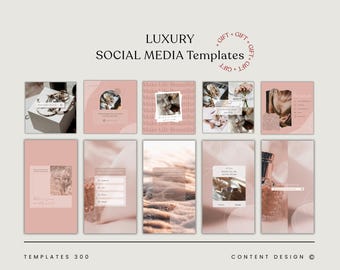 Pink Luxury Instagram Templates, Feminine Social Media Bundle