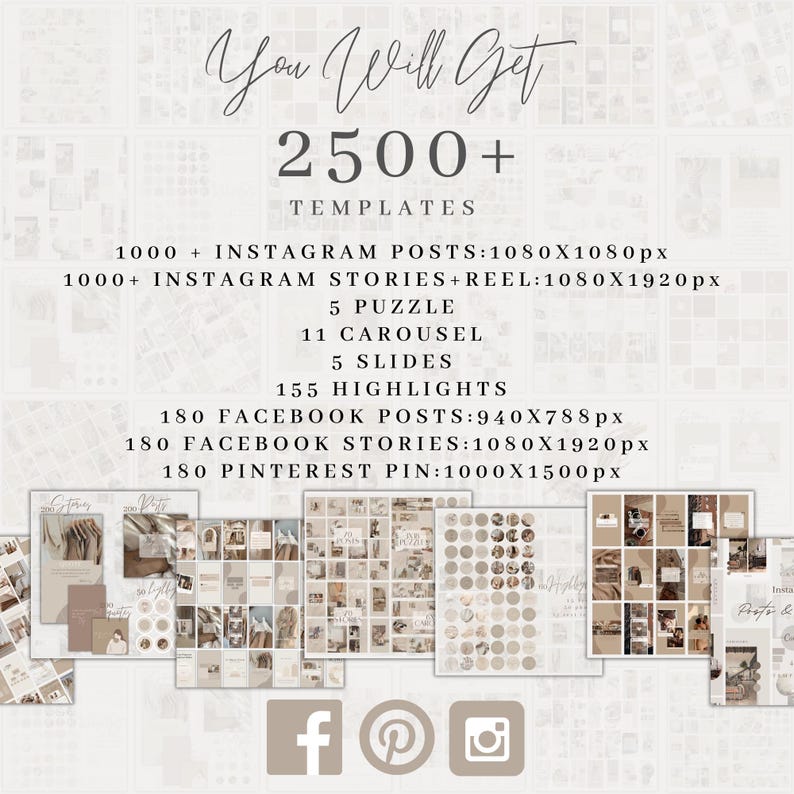 Beige Instagram Templates , Boho Canva Social Media Kit Aesthetic - Etsy