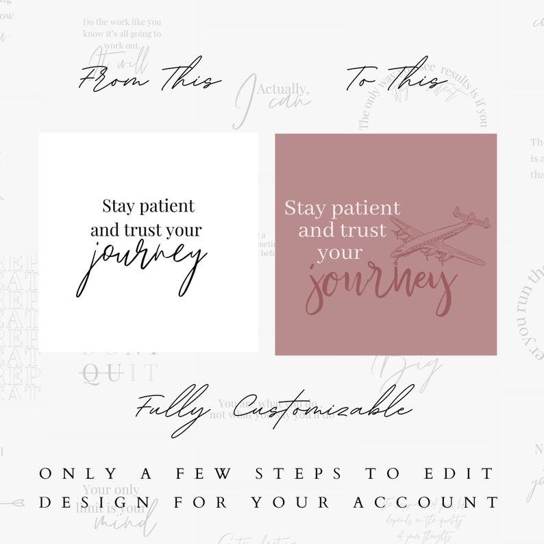 100 Instagram Inspirational Quote Pack Editable Quote Templates Motivational Quote Set Minimal Social Media Posts Blogger Engagement Kit image 5