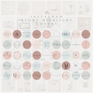 45 Soft Pastel Highlight Covers| Instagram Story Highlight Icons| Canva Highlight Cover Template| IG Story Icon | Blue, Green, Pink, Beige