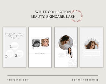 Beauty Skincare Lash Canva Templates, Clean White
