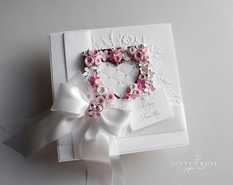 Carte de mariage en boîte personnalisée faite main de luxe, carte de félicitations pour couple heureux, carte pour toute occasion, carte et boîte-cadeau