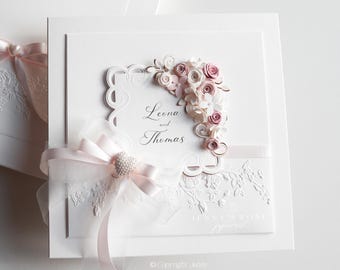 Carte de mariage en boîte personnalisée de luxe faite main, félicitations pour l'heureux couple, carte pour TOUTES LES OCCASIONS, carte et boîte-cadeau