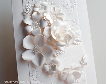 Carte de félicitations et de fiançailles de mariage personnalisée florale faite main avec boîte-cadeau