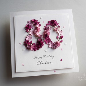 Magnolia Handmade Personalized Number Birthday Card ANY NUMBER 18th 21st 30th 40th 50th 60th 70th 80th 90th