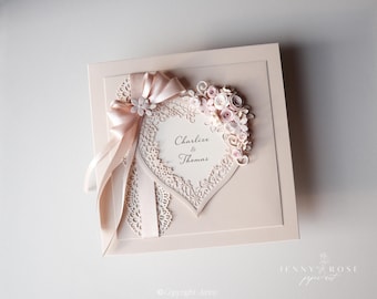 Carte de félicitations et de fiançailles de mariage en boîte faite main, personnalisable pour TOUTE OCCASION, carte et boîte-cadeau