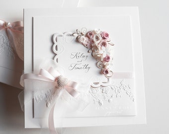 Carte de mariage personnalisée de luxe faite main, carte de félicitations pour l'heureux couple, carte et coffret cadeau