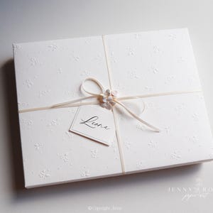 Caja de regalo hecha a mano para tarjeta de felicitación A5 con cinta de marfil, caja de regalo con cinta, caja de regalo de boda personalizada