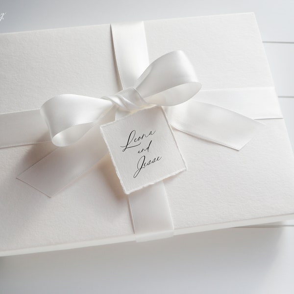 Boîte de présentation pour carte de voeux A5, boîte cadeau avec ruban, boîte cadeau faite main, personnalisée avec nom