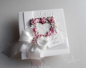Carte de mariage en boîte personnalisée de luxe faite main, félicitations pour l'heureux couple, carte pour TOUTES LES OCCASIONS, carte et boîte-cadeau