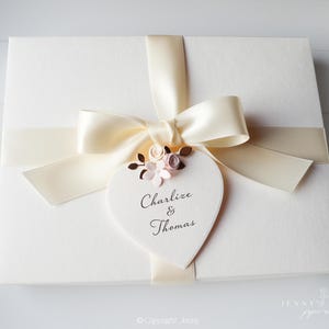 Handgemaakte geschenkdoos voor A5-wenskaart, geschenkdoos met lint, gepersonaliseerde huwelijksgeschenkdoos