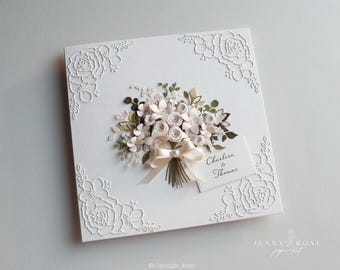 Carte, carte et enveloppe personnalisées faites main de félicitations et de fiançailles pour mariage