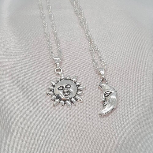 Twin Sun and Moon Necklace Set 2x 