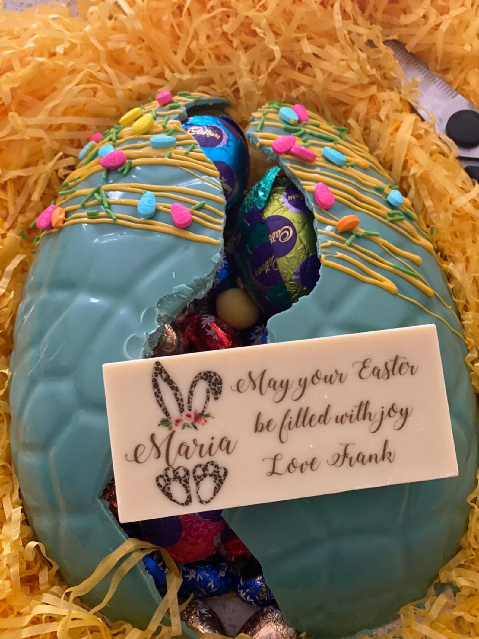 Easter Chocolate pinata egg shape with a personalised white Etsy Home renovation logo design graphic by sabavector creative fabrica