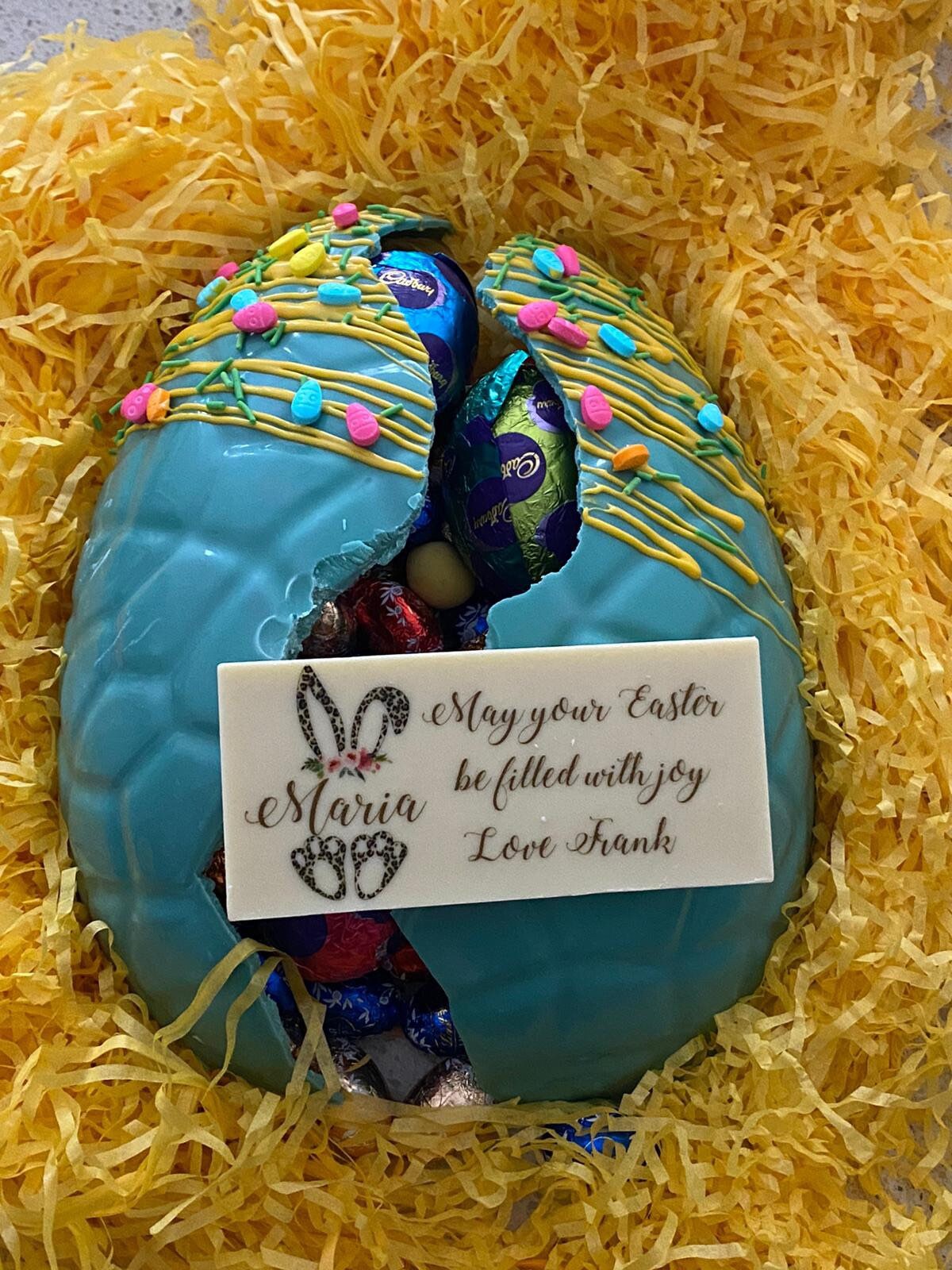 Easter Chocolate pinata egg shape with a personalised white | Etsy