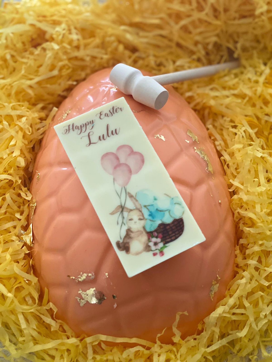 Easter Chocolate pinata egg shape with a personalised white Etsy