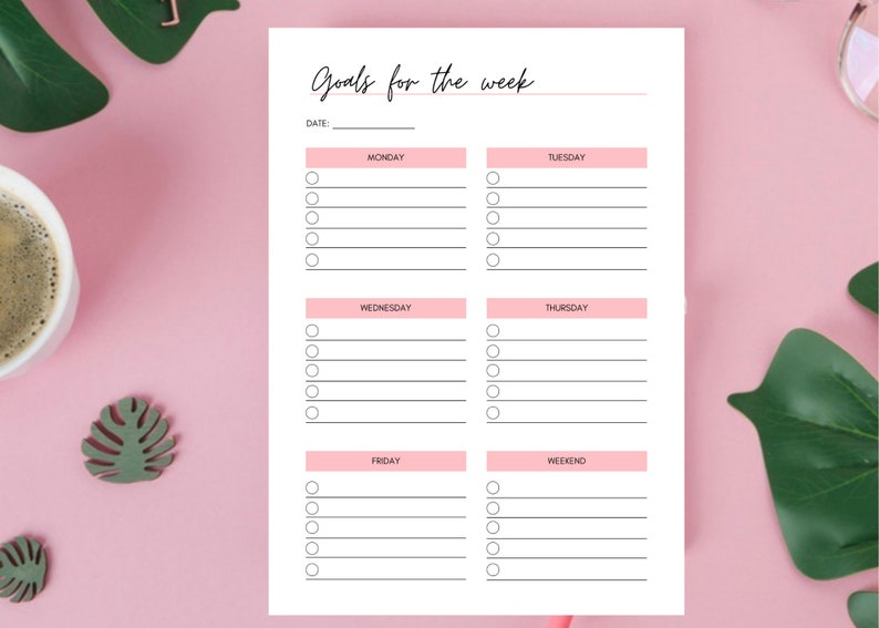 Cute Weekly Planner Printable Pink A4 and A5 Instant Download - Etsy