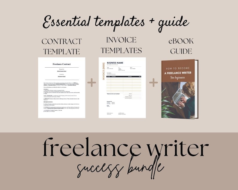 Freelance Writer Bundle Contract Template Invoice Templates Ebook Guide ...