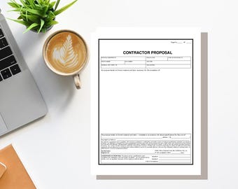 Plantilla de propuesta de contratista para pequeñas empresas de construcción y paisajismo, PDF rellenable e imprimible, descarga digital