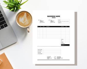 Invoice Template Modern Black White Invoice Template MS Word Editable Invoice Contractor Invoice Template Form Instant Download