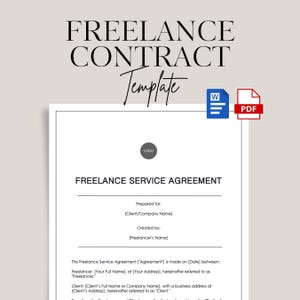 Freelance Contract Template Editable in MS Word Client Contract Agreement Small Business Instant Download