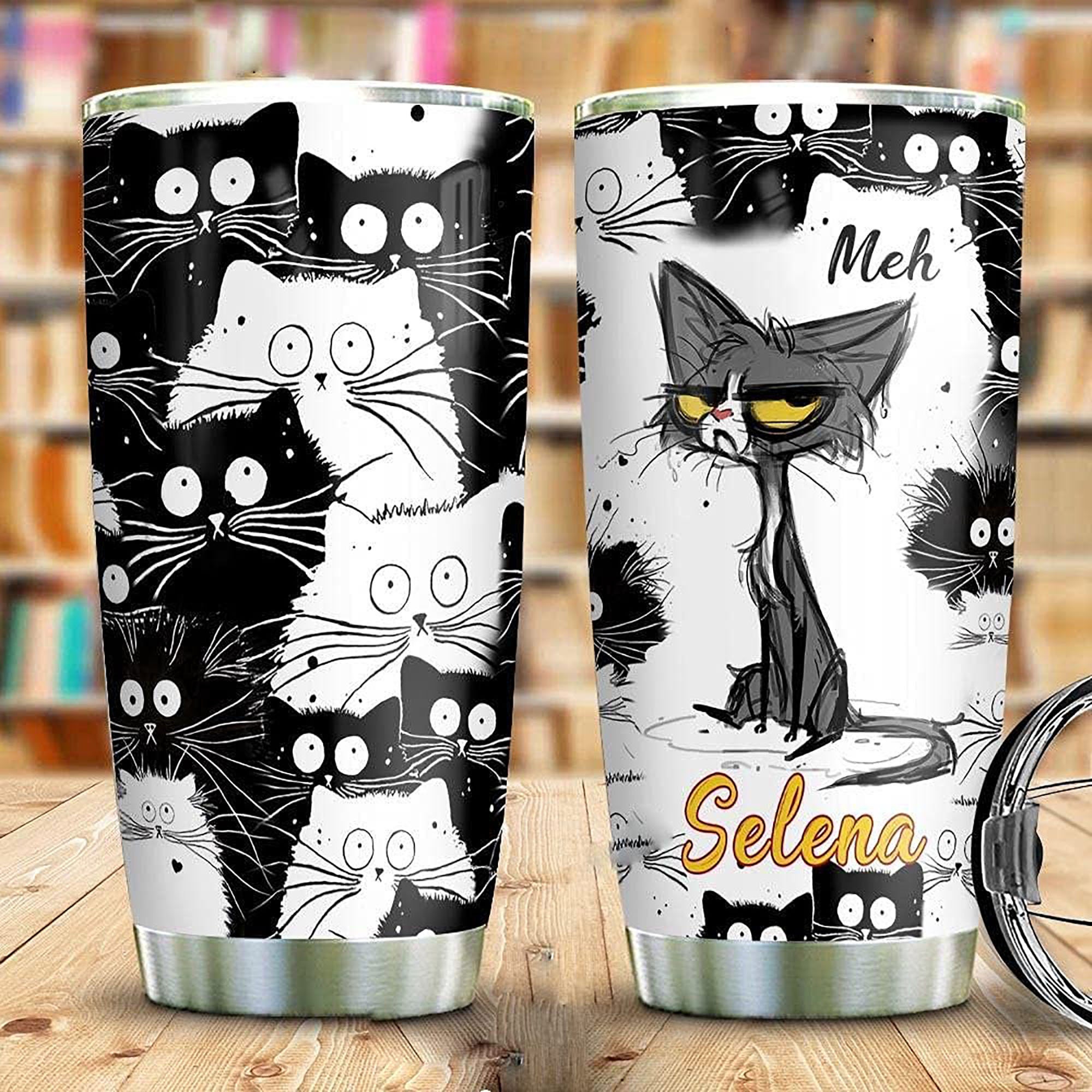 Personalized Cat Tumbler Meh 20oz Tumbler Cup Crazy Cat Etsy