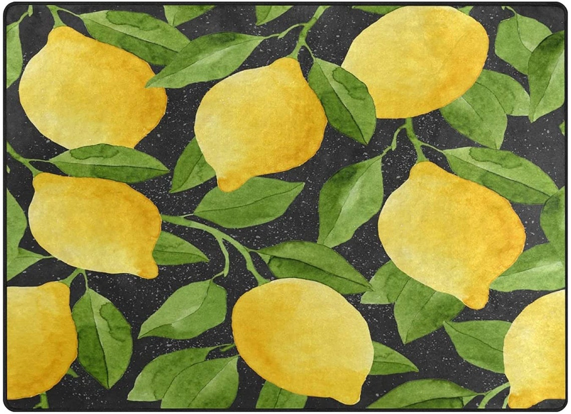 Yellow Lemon Area Rug Lemon Carpet Summer Fruits Rug Home Etsy