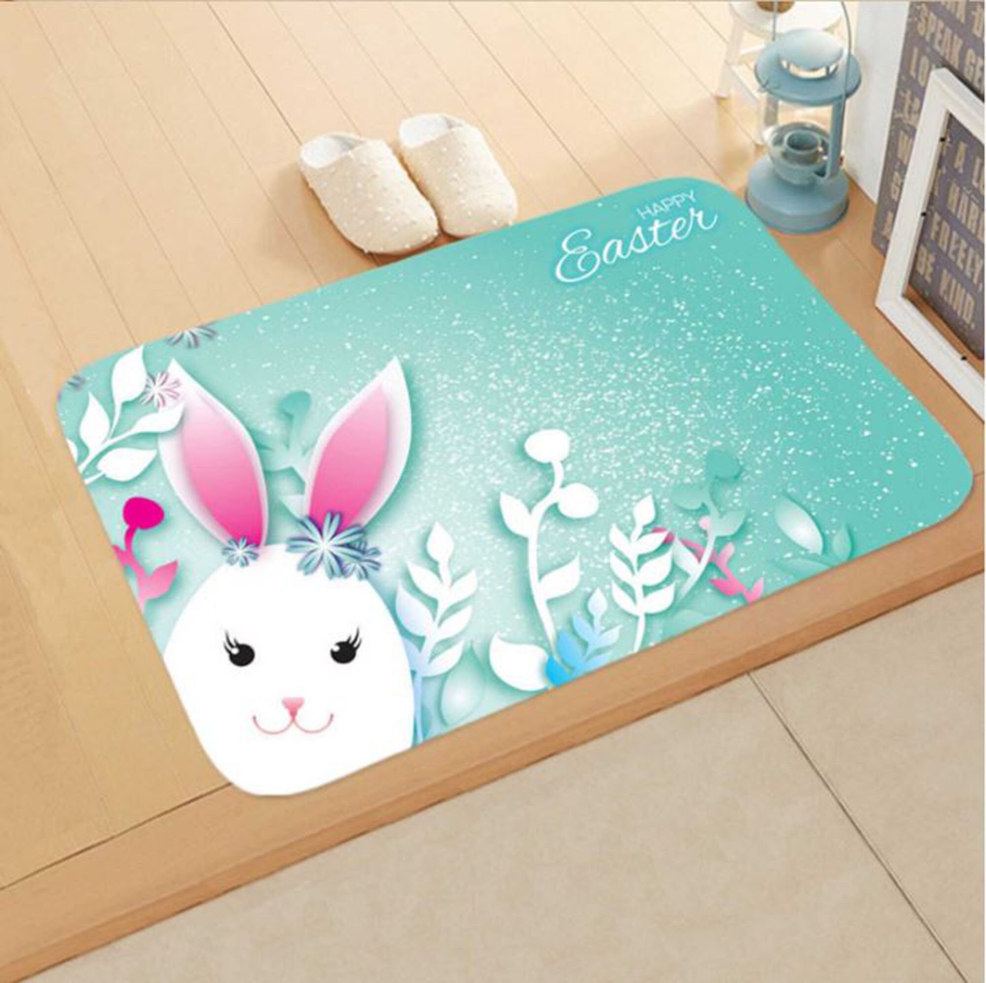 Happy Easter Doormat Bunny Easter Day Mat Cute Bunny With Etsy