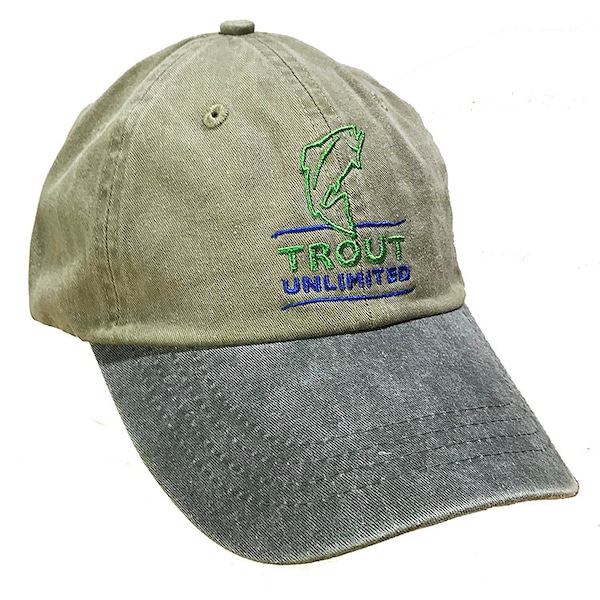 Trout Unlimited Embroidered Logo Khaki Crown with Green Bill  Cap