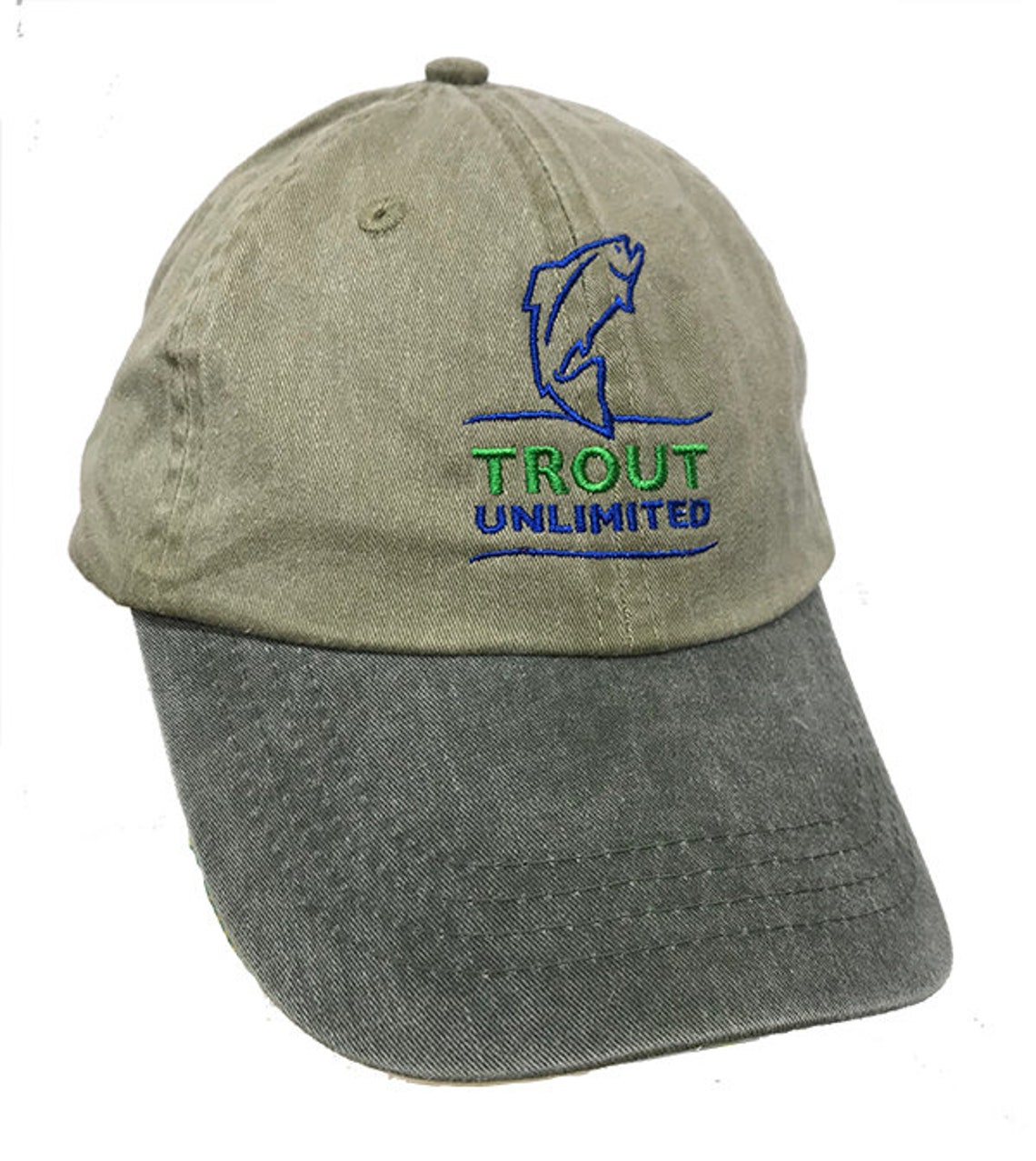 Trout Unlimited Embroidered Logo Khaki Crown With Green Bill Etsy