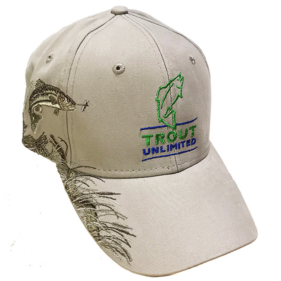 Trout Unlimited Logo & Rainbow Trout Khaki Cap Etsy