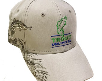 Trout Unlimited Logo & Rainbow Trout Khaki Cap